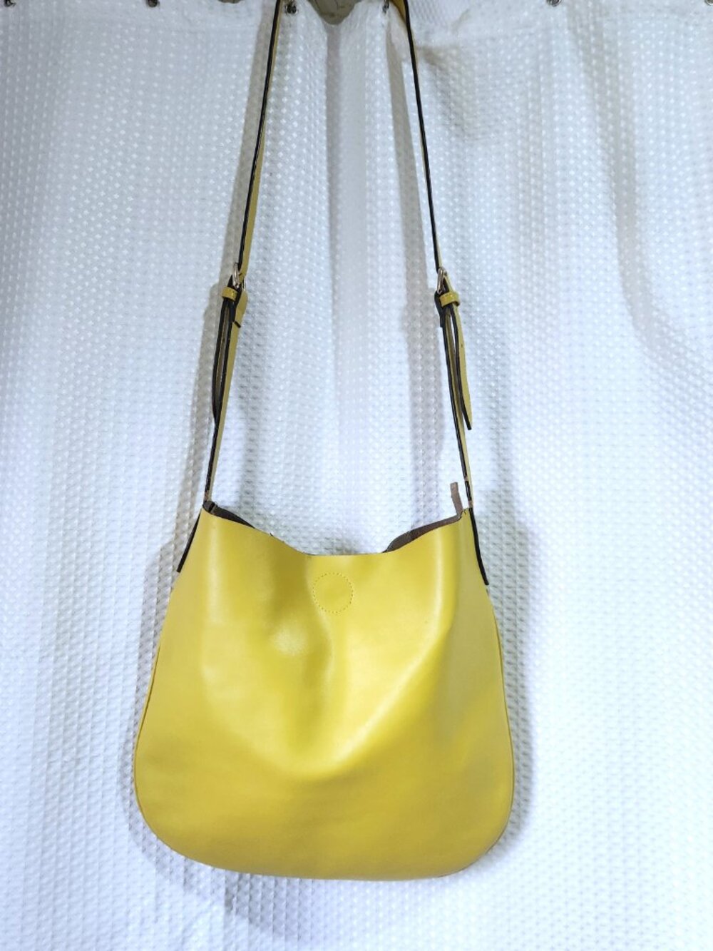 Yellow Leather Hobo Bag Crossbody Shoulder Purse 2-in-1 Leopard Snap Pouch KGB - Picture 2 of 9